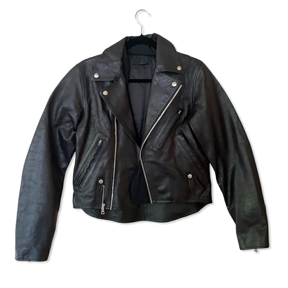 $1395 RtA Black Leather Moto Jacket Saige Biker FWRD Designer Motorcycle Sz XS - Picture 11 of 16